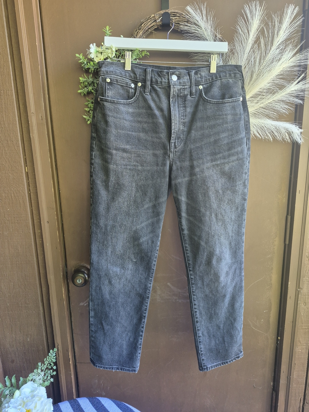 Madewell Black Washed Slim Straight Women's Jeans 17"